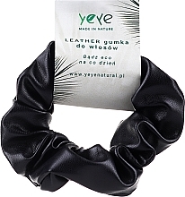 Skórzana gumka do włosów 10,5 x 3,5 cm, czarna - Yeye Leather Scrunchie — Zdjęcie N1