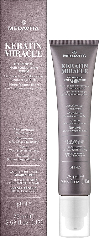 Serum wygładzające włosy - Medavita Keratin Miracle Go Smooth Hair Foundation Serum — Zdjęcie N2