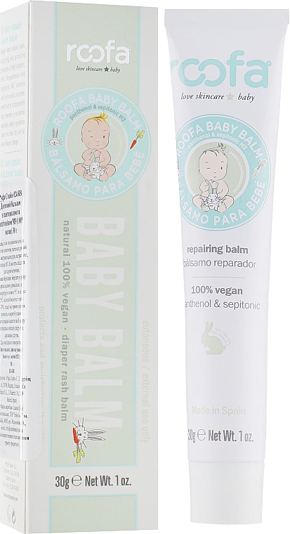 Regenerujący balsam do ciała dla niemowląt - Roofa Vegan Baby Balm Panthenol & Sepitonic — Zdjęcie N1