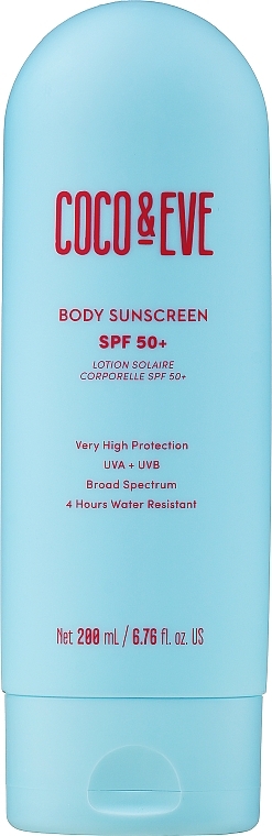 Filtr przeciwsłoneczny do ciała - Coco & Eve Body Sunscreen SPF 50+ Very High Protection UVA + UVB 4 Hours Water Resistant — Zdjęcie N2