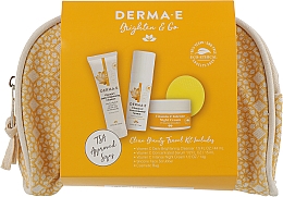 Kup Minizestaw do rozjaśniania twarzy - Derma E Brighten & Go Cosmetic Bag Set (gel/44ml + cr/14g + ser/15ml + f/scrubber/1pc + bag/1pc)