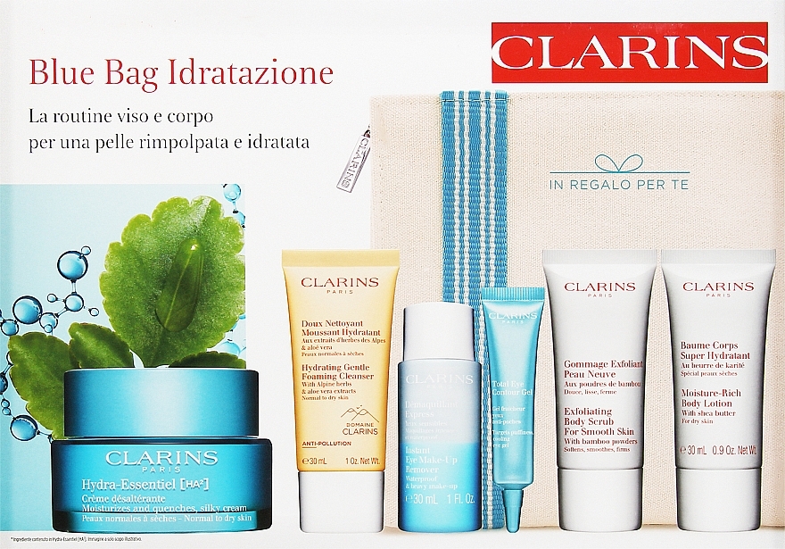 Zestaw, 7 produktów - Clarins Blue Bag Hydration Set — Zdjęcie N1