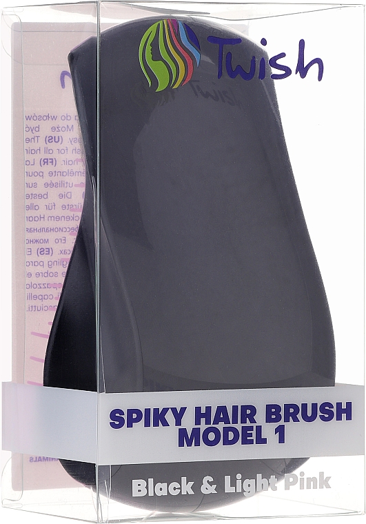 Szczotka do włosów, czarna - Twish Spiky 1 Hair Brush Black & Light Pink — Zdjęcie N3