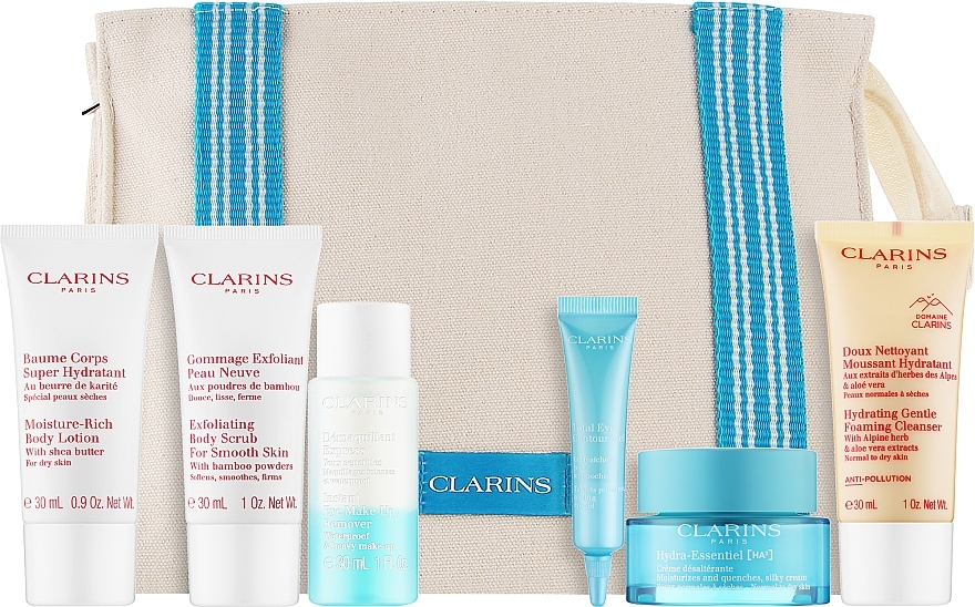 Zestaw, 7 produktów - Clarins Blue Bag Hydration Set — Zdjęcie N2