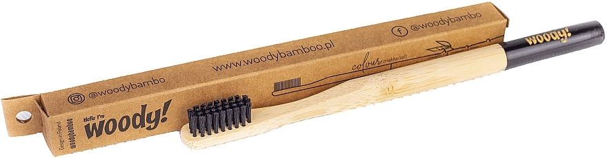 PREZENT! Bambusowa szczoteczka do zębów, miękkie czarne włosie - WoodyBamboo Bamboo Toothbrush — Zdjęcie N1