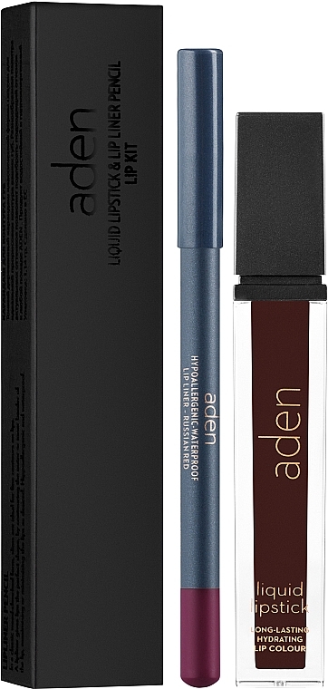 Zestaw do makijażu ust - Aden Cosmetics (lipstick 7 ml + pencil 1,14 g) — Zdjęcie N2