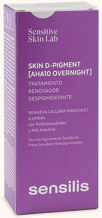 Depigmentujący krem do twarzy - Sensilis Skin D-Pigment AHA 10 Overnight — Zdjęcie N2