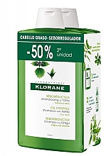 Zestaw - Klorane Seboregulating Treatment Shampoo with Nettle Extract (sh/2x400ml) — Zdjęcie N1