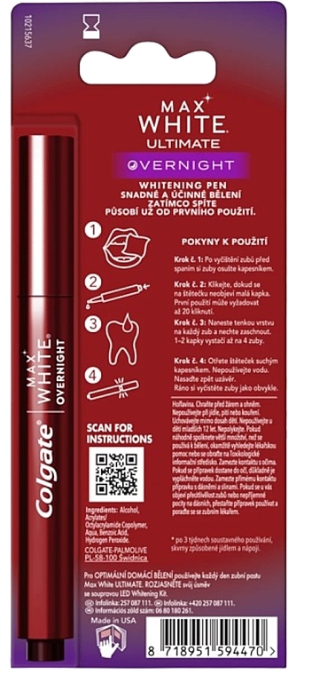 Długopis do wybielania zębów - Colgate Max White Overnight Whitening Pen  — Zdjęcie N2