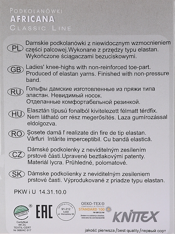 Podkolanówki damskie bez uciskowe Africana, grafit, 2 pary - Knittex  — Zdjęcie N2