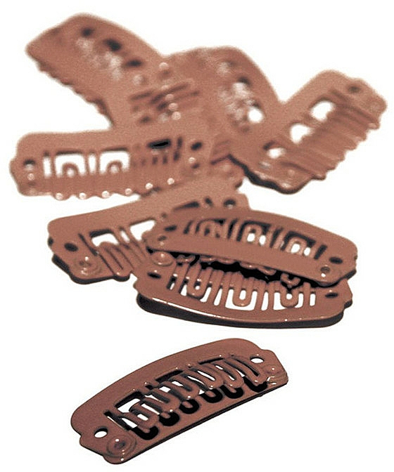 Duże klipsy do przedłużania włosów, brązowe, 10 szt. - Balmain Paris Hair Couture Extension Clips Large Brown — Zdjęcie N1