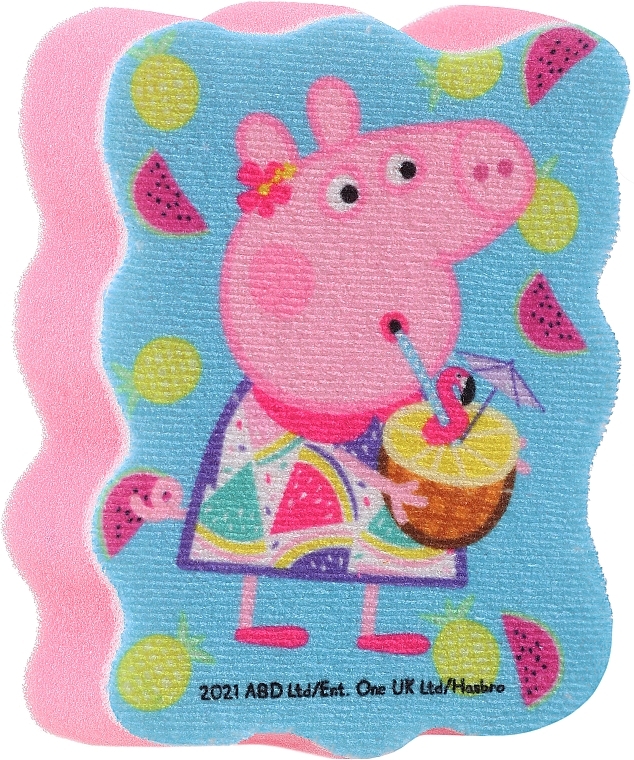 Gąbka do kąpieli dla dzieci Świnka Peppa, Peppa z koktajlem, różowa - Suavipiel Peppa Pig Bath Sponge — Zdjęcie N1