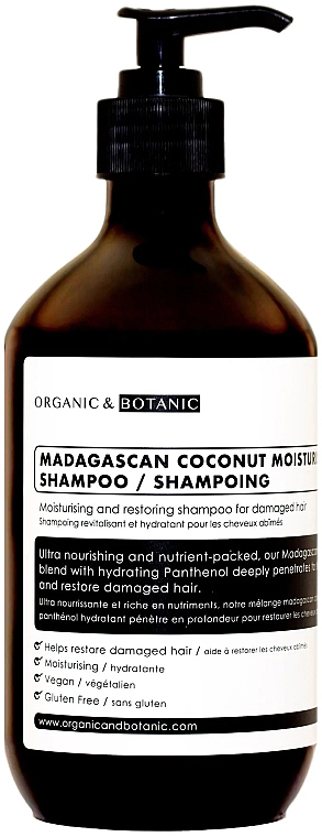 Nawilżający i naprawczy szampon do włosów zniszczonych - Organic & Botanic Madagascan Coconut Moisturising Shampoo — Zdjęcie N1