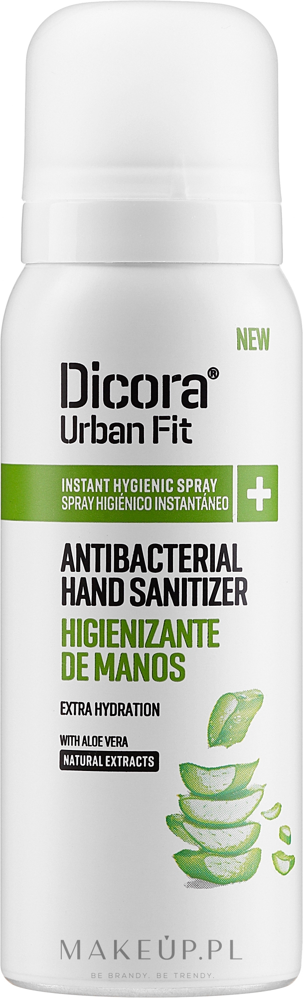 Spray do dezynfekcji rąk o zapachu aloesu - Dicora Urban Fit Protects & Hydrates Hand Sanitizer  — Zdjęcie 75 ml