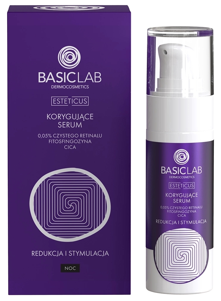 Serum korygujące do twarzy Redukcja i stymulacja na noc - BasicLab Dermocosmetics Esteticus — Zdjęcie 30 ml