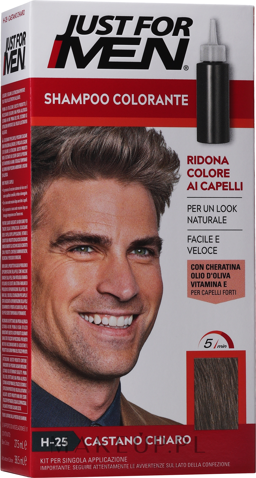 Szampon koloryzujący do włosów dla mężczyzn - Just For Men Shampoo-in Color — Zdjęcie H-25 - Light Brown