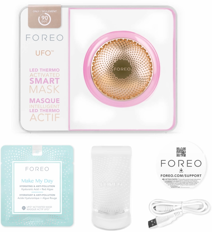 Urządzenie do nakładania maseczki na twarz - Foreo UFO Smart Mask Treatment Device Pearl Pink — Zdjęcie N3