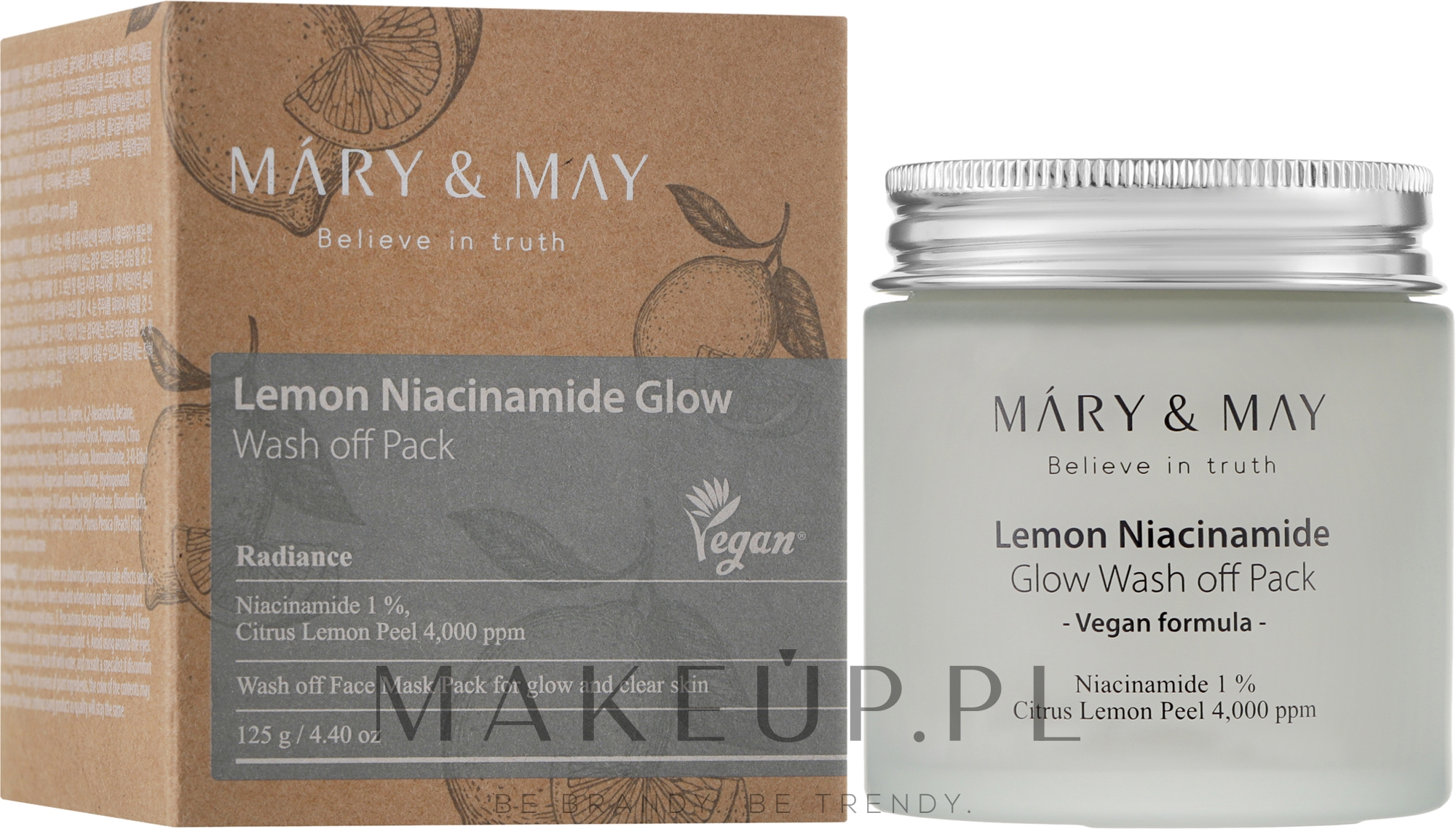 Oczyszczająca maska do cery naczynkowej z niacynamidem - Mary & May Lemon Niacinamide Glow Wash Off Pack — Zdjęcie 125 g