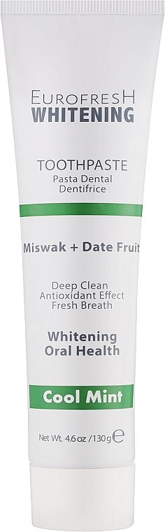 Wybielająca pasta do zębów z miswakiem i daktylami - Farmasi Eurofresh Whitening Toothpaste Miswak + Date Fruit — Zdjęcie N1