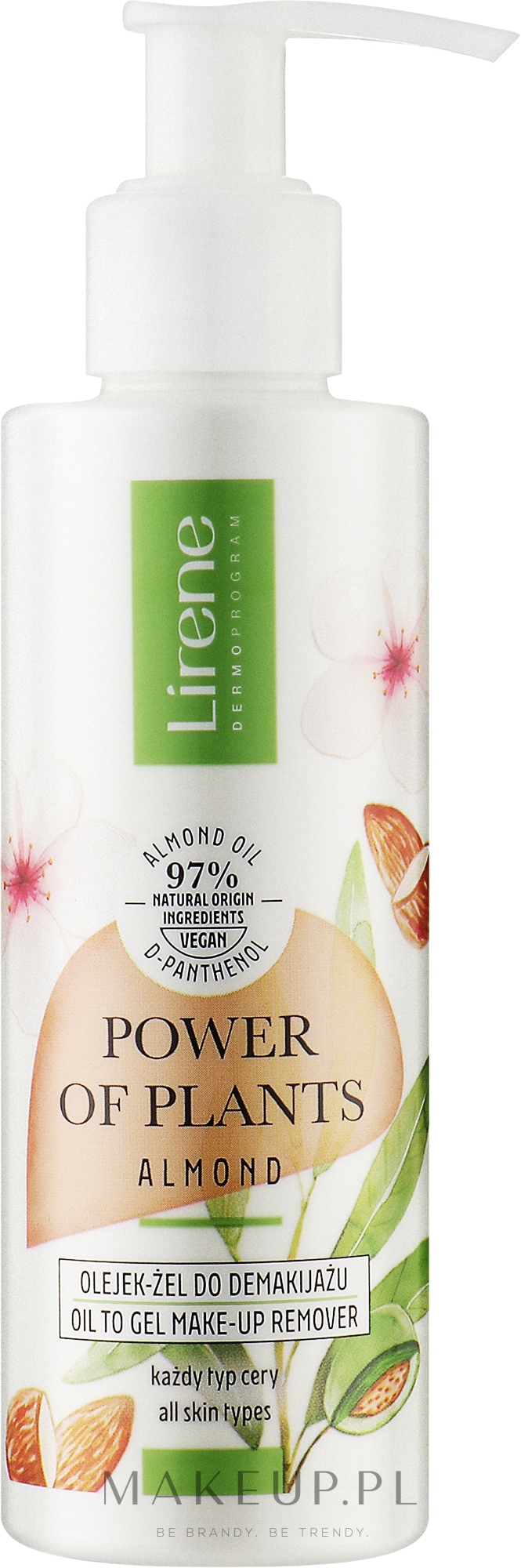 Olejek-żel do demakijażu - Lirene Power Of Plants Migdal Oil-gel For Makeup Removal — Zdjęcie 145 ml