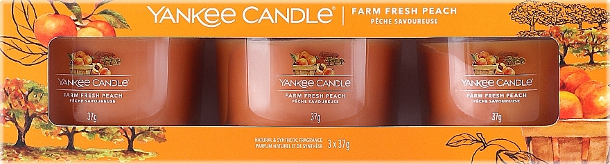 Zestaw - Yankee Candle Farm Fresh Peach (candle/3x37g) — Zdjęcie N1