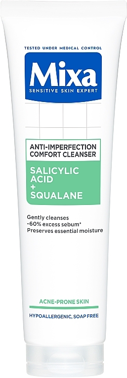 Żel oczyszczający z kwasem salicylowym i skwalanem przeciw niedoskonałościom twarzy - Mixa Sensitive Skin Expert Anti-imperfection Cleanser — Zdjęcie N1