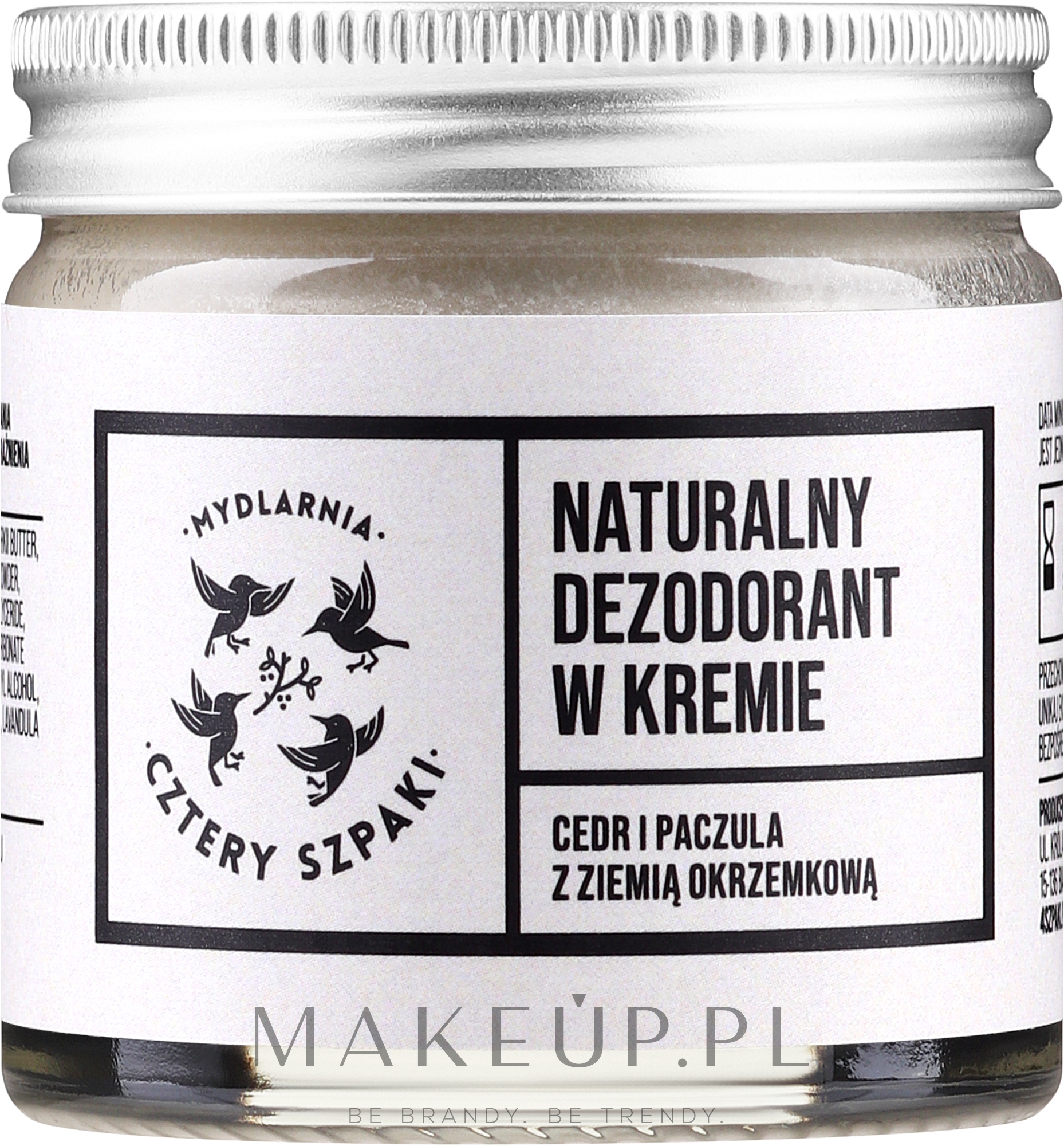 Naturalny dezodorant w kremie Cedr i paczula - Cztery Szpaki — Zdjęcie 60 ml