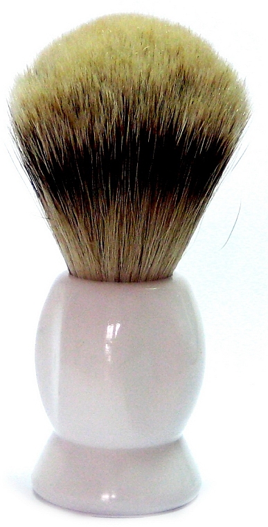 Pędzel do golenia z włosiem borsuka, plastikowy, biały, okrągły - Golddachs Silver Tip Badger Plastic White — Zdjęcie N1