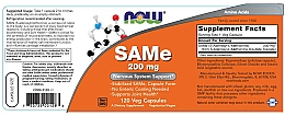 Suplement diety S-adenozylometionina, 200 mg - Now Foods SAMe, 200mg — Zdjęcie N3