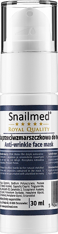 Maska przeciwzmarszczkowa do twarzy - Snailmed Royal Quality — Zdjęcie N1