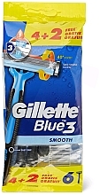 PRZECENA! Zestaw jednorazowych maszynek do golenia, 4 + 2 szt. - Gillette Blue 3 Smooth * — Zdjęcie N1