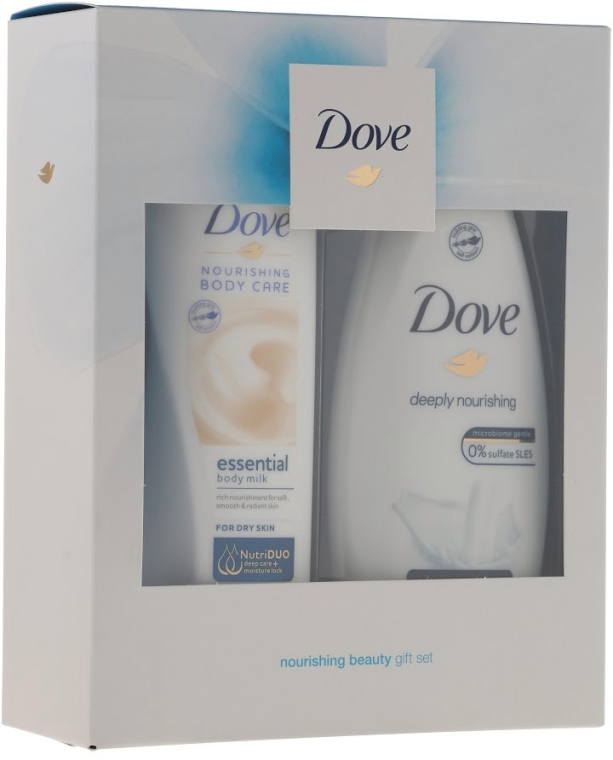Zestaw do ciała - Dove Nourishing Beauty Gift Set (sh/gel 250 ml + b/milk 250 ml) — фото N1