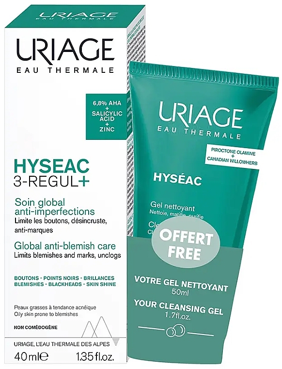 Zestaw - Uriage Hyseac 3-Regul+ (f/cr/40ml + cl/gel/50ml) — Zdjęcie N1