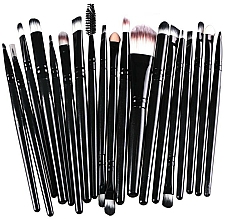 Zestaw pędzli do makijażu, 20 szt., czarny - Deni Carte Makeup Brush Set Black — Zdjęcie N1