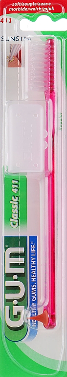 Szczoteczka do zębów Classic 411, miękka, malinowa - G.U.M Soft Regular Toothbrush — Zdjęcie N1