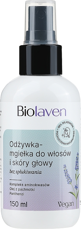 Odżywka-mgiełka do włosów i skóry głowy z olejem z pestek winogron i olejkiem lawendowym - Biolaven Organic — Zdjęcie N1