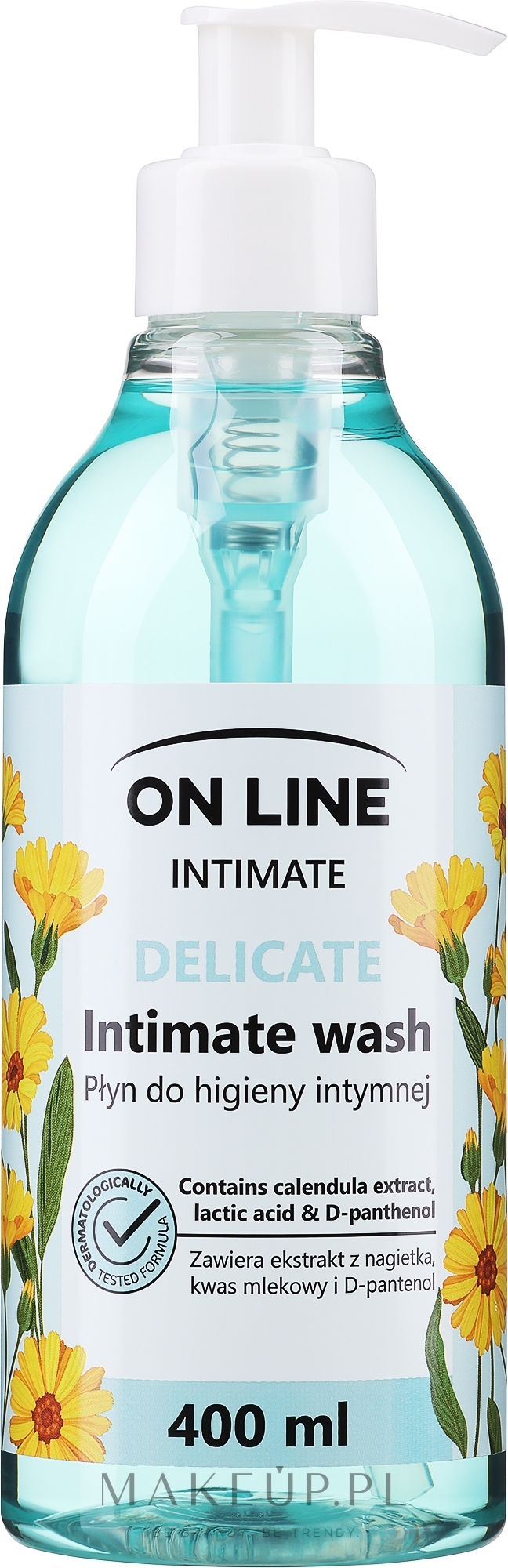 Płyn do higieny intymnej z nagietkiem, kwasem mlekowym i d-panthenolem - On Line Intimate Delicate Intimate Wash — Zdjęcie 400 ml