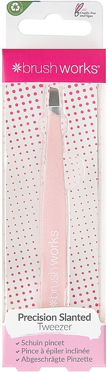 Pęseta ścięta, różowa - Brushworks Precision Slanted Tweezers — Zdjęcie N1