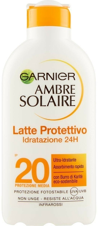 Przeciwsłoneczne mleczko do ciała - Garnier Ambre Solaire Hydration 24H Ultra-Moisturizing Spf20 — Zdjęcie N1