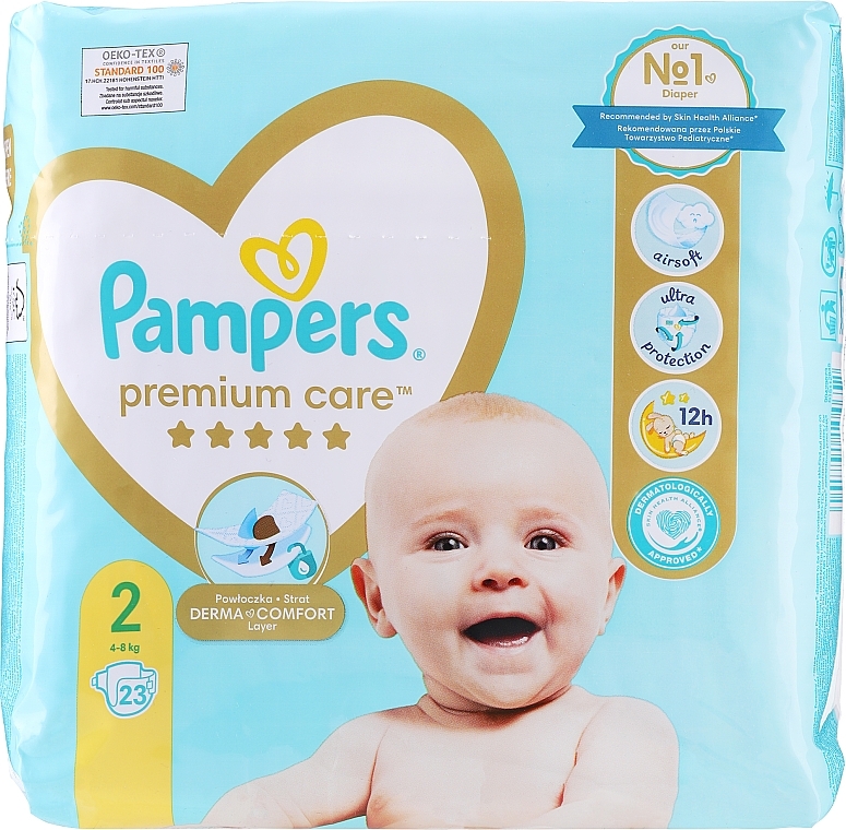 Pieluszki Premium Care Newborn (4-8 kg), 23 szt. - Pampers — Zdjęcie N4