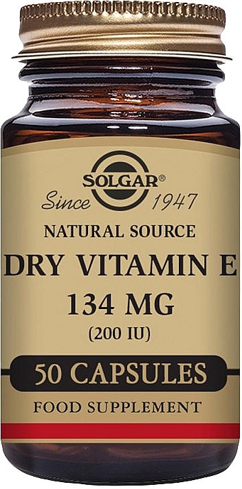 Suplement diety Witamina E 134 MG 200 IU - Solgar Dry Vitamin E 134 MG 200 IU — Zdjęcie N1