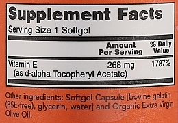 Antyoksydacyjna witamina E-400 - Now Foods Vitamin E-400 D-Alpha Tocopheryl Softgels — Zdjęcie N7