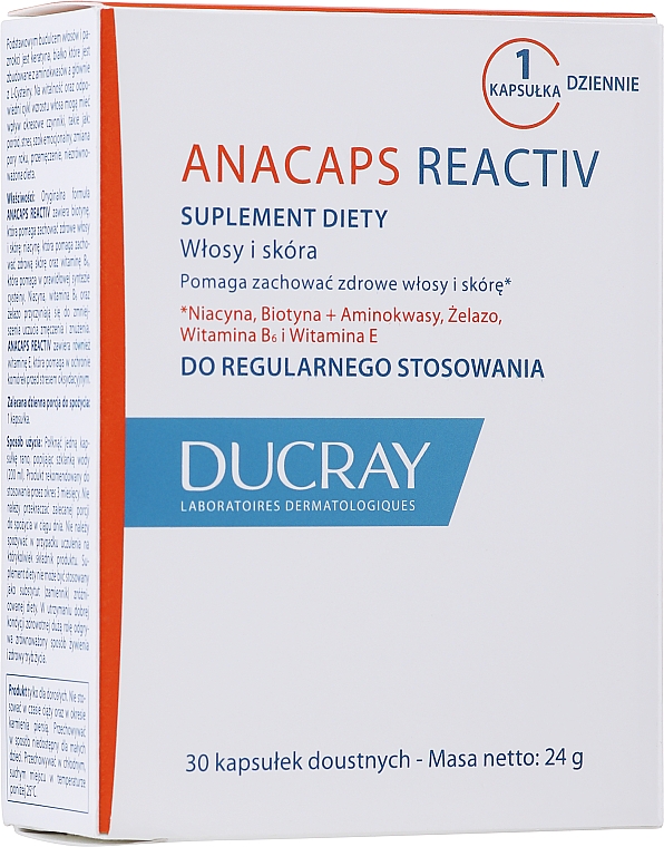 Suplement diety Zdrowe włosy i skóra - Ducray Anacaps Reactiv