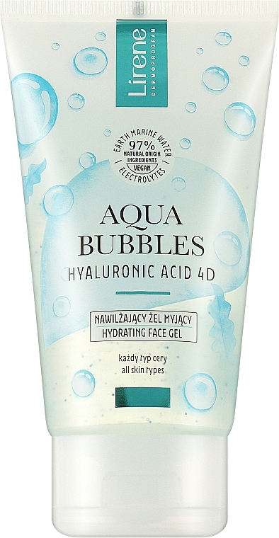 Nawilżający żel do twarzy - Lirene Aqua Bubbles Hyaluronic Acid 4D Moisturizing Washing Gel — Zdjęcie N1