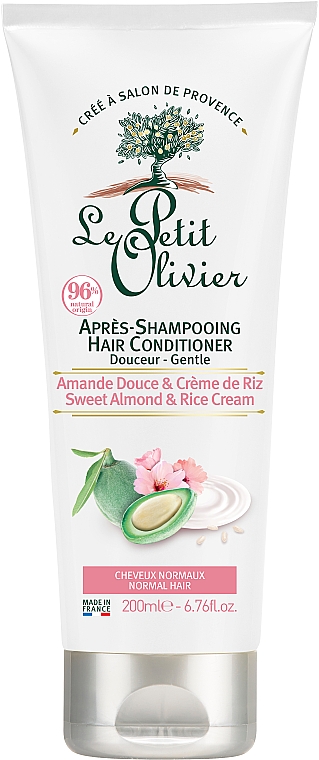 Odżywka do włosów normalnych Słodkie migdały i krem ryżowy - Le Petit Olivier Sweet Almond & Rice Cream Hair Conditioner