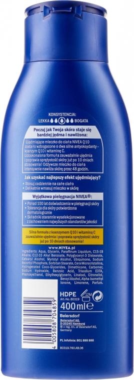 Ujędrniające mleczko do ciała - NIVEA Q10 + Vitamin C Body Lotion — Zdjęcie N10