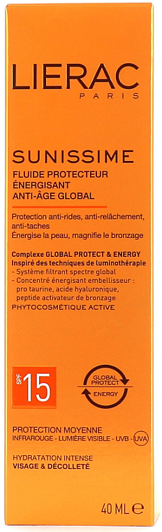 Ochronny fluid do twarzy SPF 15 - Lierac Sunissime Energizing Protective Fluid Global Anti-Aging — Zdjęcie N2