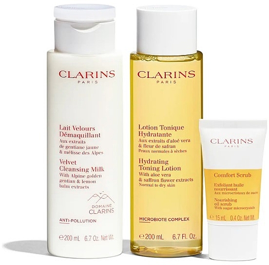 Zestaw - Clarins My Cleansing Essentials Normal Skin (milk/200 ml + lot/200 ml + scr/15 ml + pouch) — Zdjęcie N3