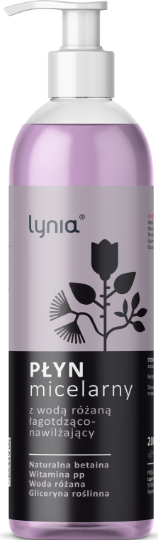 Płyn micelarny z wodą różaną łagodząco-nawilżający - Lynia — Zdjęcie N1