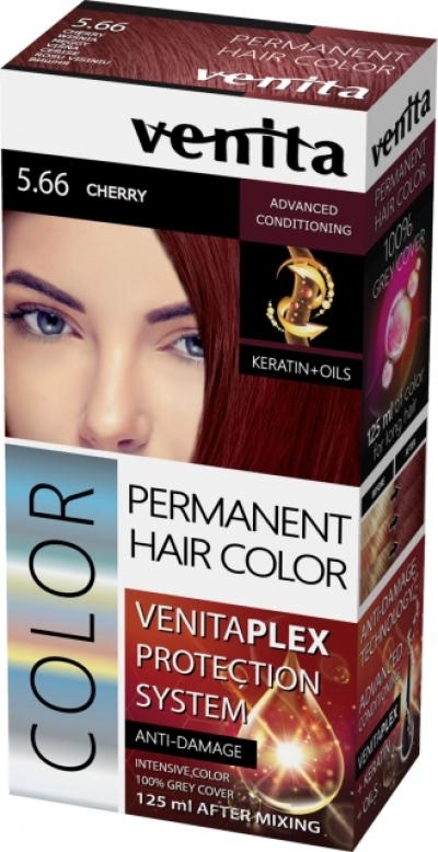 PRZECENA! Trwała farba do włosów z systemem ochrony koloru - Venita Plex Protection System * — Zdjęcie 5.66 - Cherry
